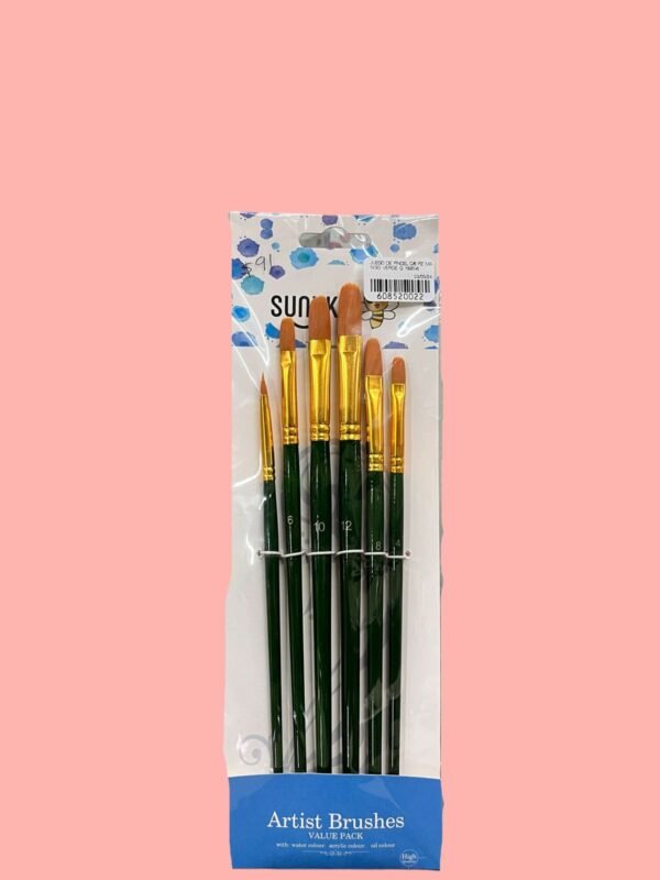 JUEGO DE PINCEL C/ 6 PZ MANGO VERDE
